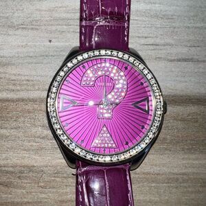 Guess Vintage Purple Leather Band Silver & White 20 Celebrating Years Of Time